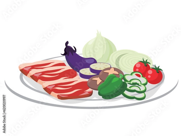 Obraz 焼肉盛り合わせ バーベキュー盛り合わせ　アイコン　イラスト素材　ベクター