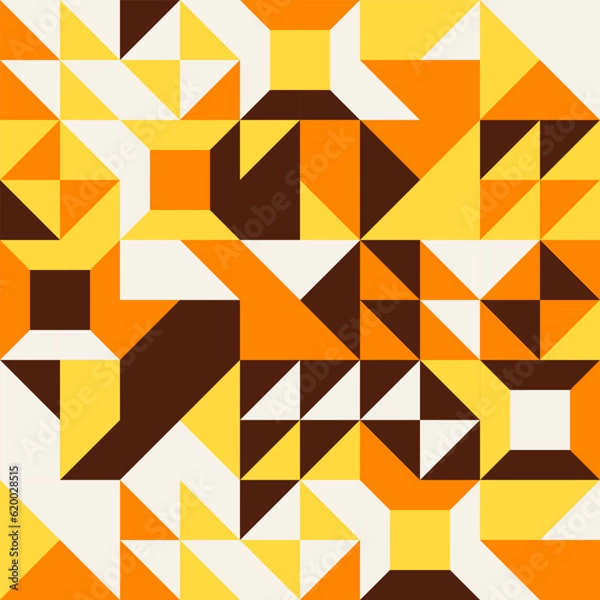 Fototapeta Geometric Seamless Pattern Abstract Mosaic Ornament Decorative Wall Background Modern Pop Art Vector Brown Orange