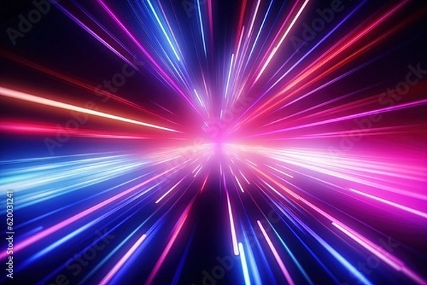 Fototapeta abstract futuristic background with pink blue glowing neon moving high speed wave lines and bokeh lights. Data transfer concept Fantastic wallpaper