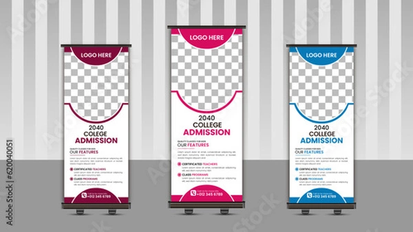 Obraz Admission Rollup banner design template.