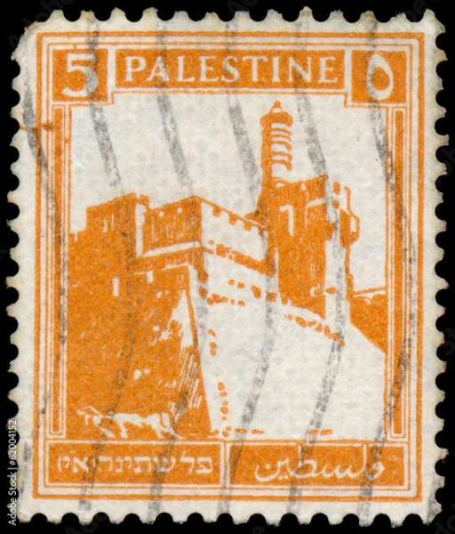 Fototapeta PALESTINE - CIRCA 1927: A stamp printed in Palestine shows Citad
