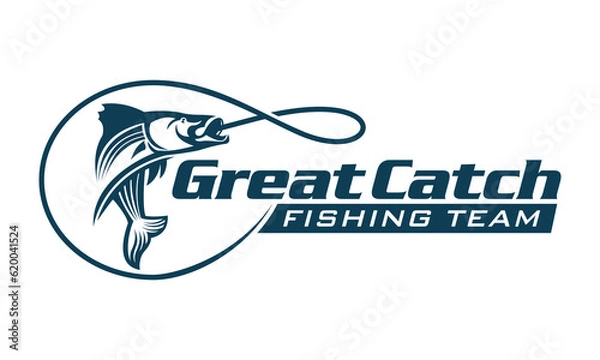 Fototapeta fishing logo Jumping Salmon fish design template vector illustration