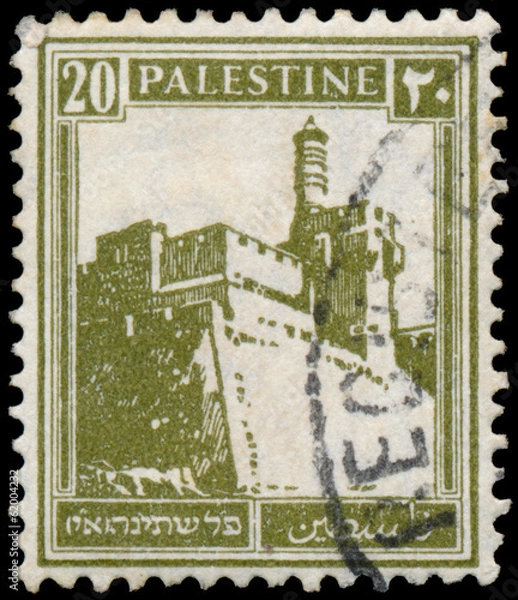 Fototapeta Palestyna - około 1927: Znaczek wydrukowany w Palestynie pokazuje Citad