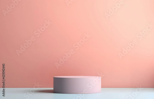 Fototapeta 3D Podium Minimalist Cylinder Pedestal Product Display Presentation Platform Stage 