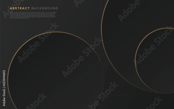Obraz Modern abstract dark background with gold strip elegant circle shape design