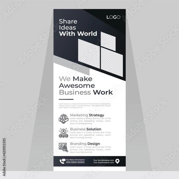 Fototapeta Share ideas with the world's best we make the awesome business work roll-up banner design