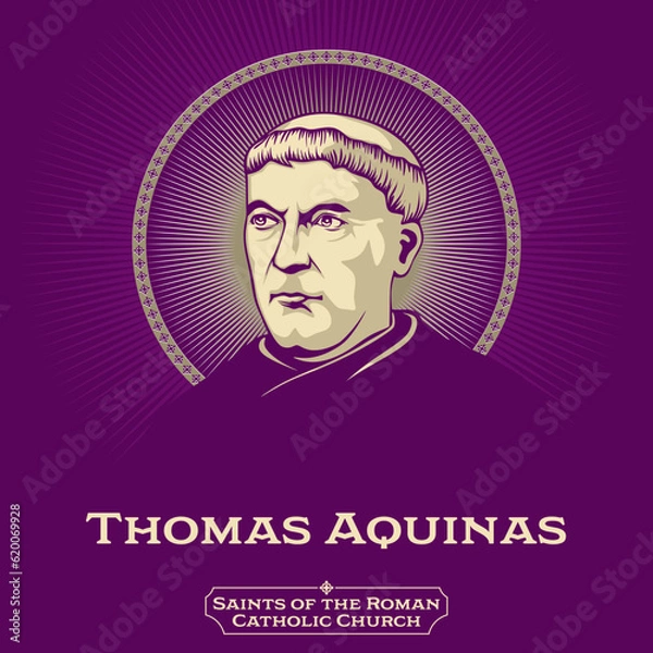 Obraz Catholic Saints. Thomas Aquinas (1225-1274) was an Italian Dominican friar and priest, an influential philosopher and theologian, and a jurist in the tradition of scholasticism from the county of Aqui