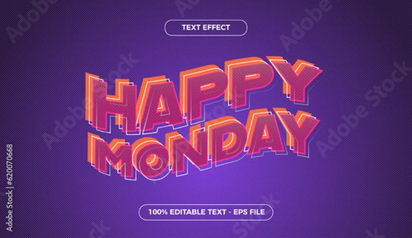 Obraz Happy Monday, have fun and charming 3d editable text effects 