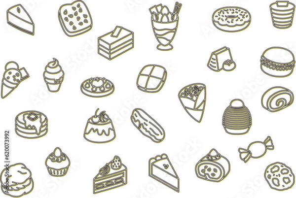 Obraz カラーシャドウスイーツの壁紙イラストアイコンセット　黄色