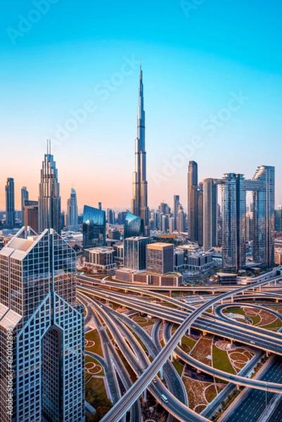 Obraz the skyline of dubai during sunrise