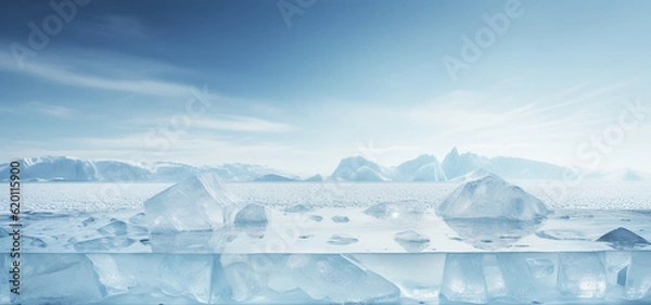 Fototapeta Selektywne fokus. Platforma podułu lodowego lub lodowego krajobrazu górskiego. Produkt Wyświetla