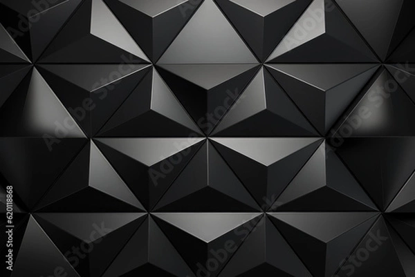 Fototapeta  Triangular tile Wallpaper with 3D Black blocks