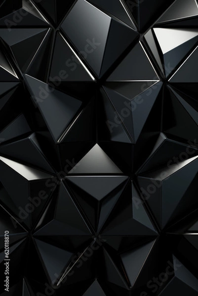 Fototapeta  Triangular tile Wallpaper with 3D Black blocks