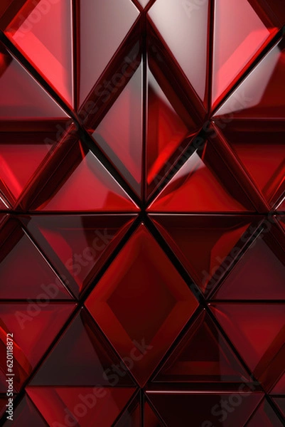 Fototapeta  Triangular tile Wallpaper with 3D Red blocks