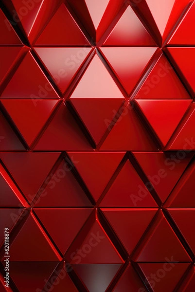 Fototapeta  Triangular tile Wallpaper with 3D Red blocks