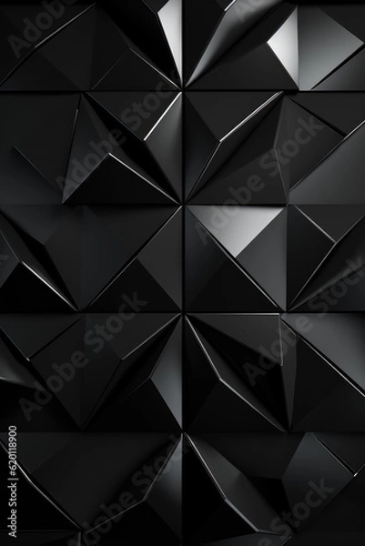 Fototapeta  Triangular tile Wallpaper with 3D Black blocks