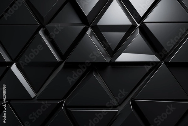 Fototapeta  Triangular tile Wallpaper with 3D Black blocks