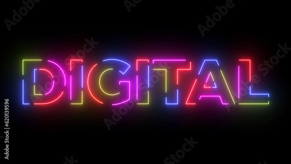 Obraz Digital colored text. Laser vintage effect