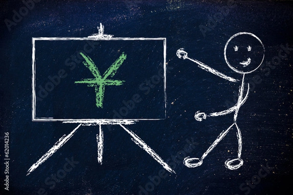 Fototapeta yuan currency symbol in blackboard design