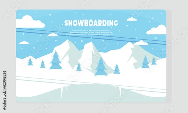 Obraz Flat design snowboarding template