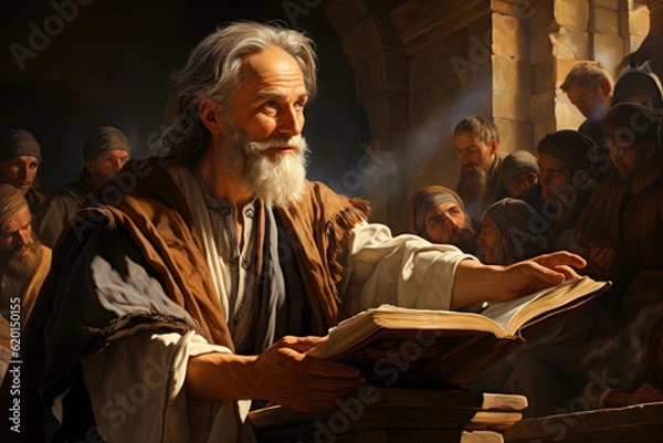 Obraz Apostle Peter preaching in the synagogue to the gentiles Generative AI Illustration