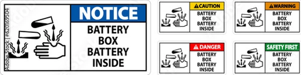 Fototapeta Notice Battery Box Battery Inside Sign With Symbol