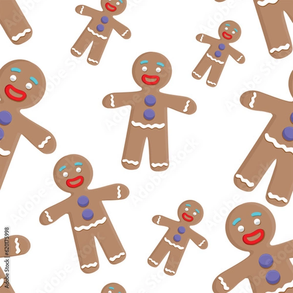 Fototapeta Vector pattern of a gingerbread man