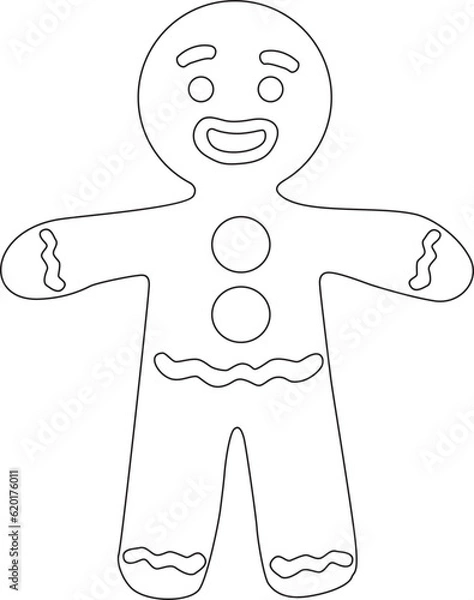 Fototapeta Vector image of a gingerbread man outline