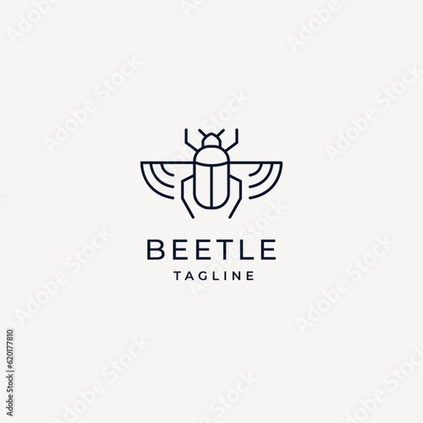 Fototapeta Premium beetle logo icon design template monoline vector