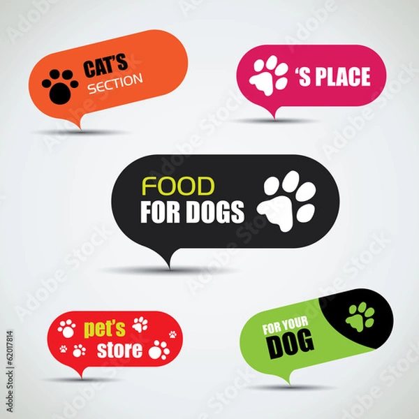 Obraz Dog and cat labeled pet store bubbles