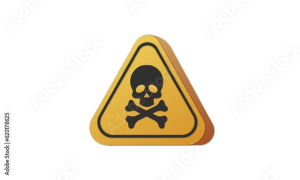 Fototapeta Yellow triangle warning toxic sign. Toxic warning triangle vector symbol sticker.on blue background.Vector Design Illustration.