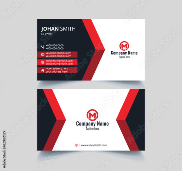 Fototapeta Black and Red Modern Creative and Clean Business Card Vector Template