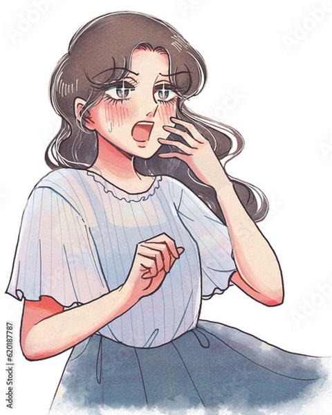 Obraz ビックリ！オーバーリアクションな少女漫画風女性のイラスト