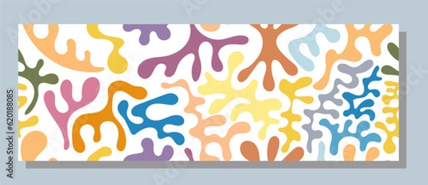 Fototapeta Seamless colored pattern with caral shapes. Template for backgrounds, textures, textiles, wallpapers and simple backgrounds