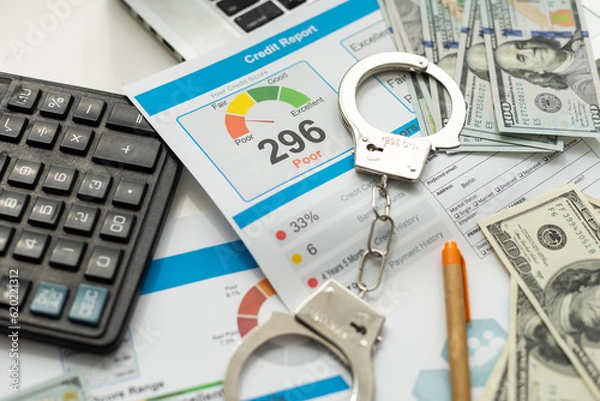 Obraz Credit report with score on a desk