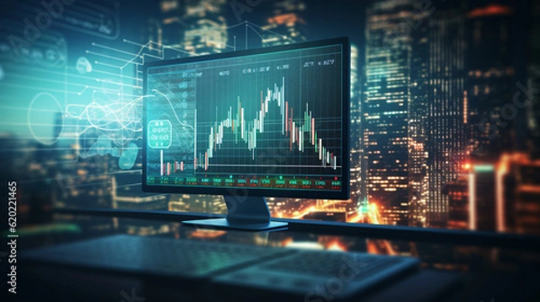 Obraz AR 16:9 Finance Graphics: Stock Market Business Diagram