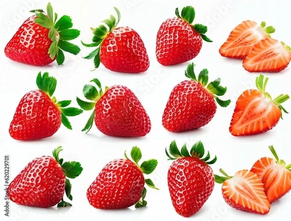 Fototapeta Set of strawberries. Generative AI