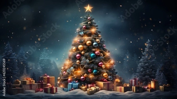 Obraz christmas tree in the night