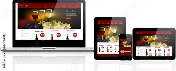 Fototapeta Website template on multiple devices