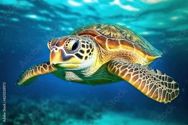 Obraz Turtle swimming in the Ocean (Ai generated)