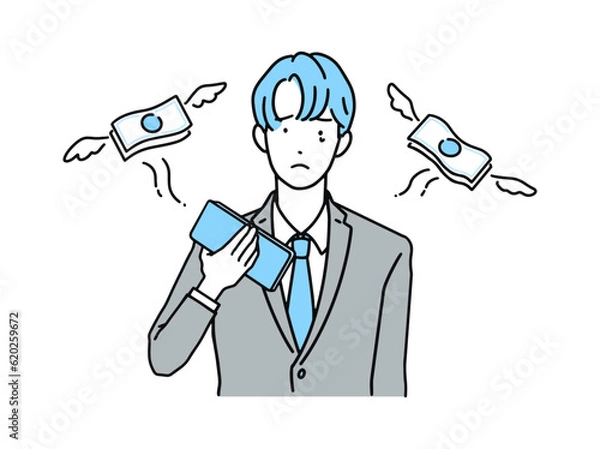 Obraz お金で悩んでいるビジネスマン