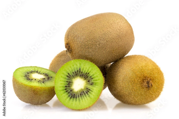 Fototapeta Three kiwi and kiwi with cut