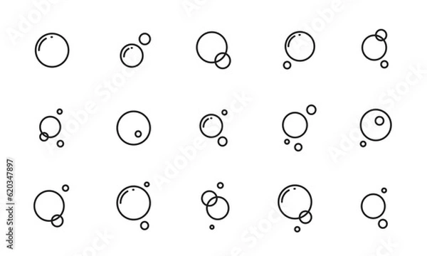 Obraz 泡のアイコンセット/泡沫/気泡/水泡/シャボン玉/イラスト/ベクター
