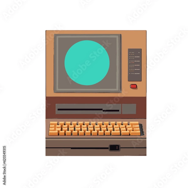 Obraz Retro Computer Orange Gray