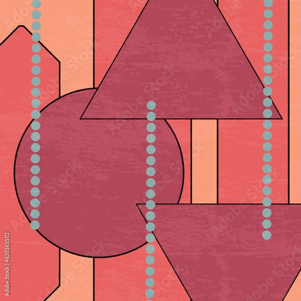 Fototapeta Geometric Shape Abstract Bold Vintage Grungy Texture Background Vector with Vintage Color Brown