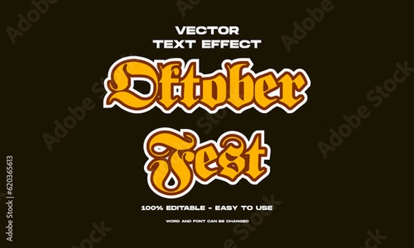 Fototapeta Oktoberfest editable text effect. Retro vintage style
