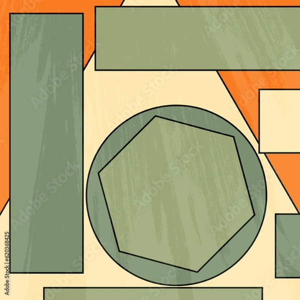 Fototapeta Geometric Shape Abstract Bold Vintage Grungy Texture Background Vector with Vintage Color Orange