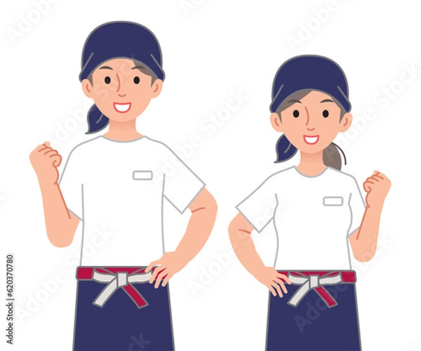 Fototapeta 居酒屋店員の男女がガッツポーズ