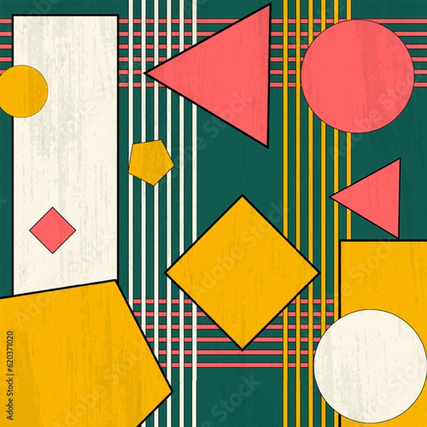 Fototapeta Geometric Shape Abstract Bold Vintage Grungy Texture Background Vector with Vintage Color Yellow