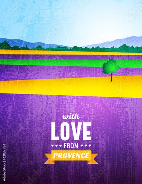 Obraz Vector poster with a landscape of Provence